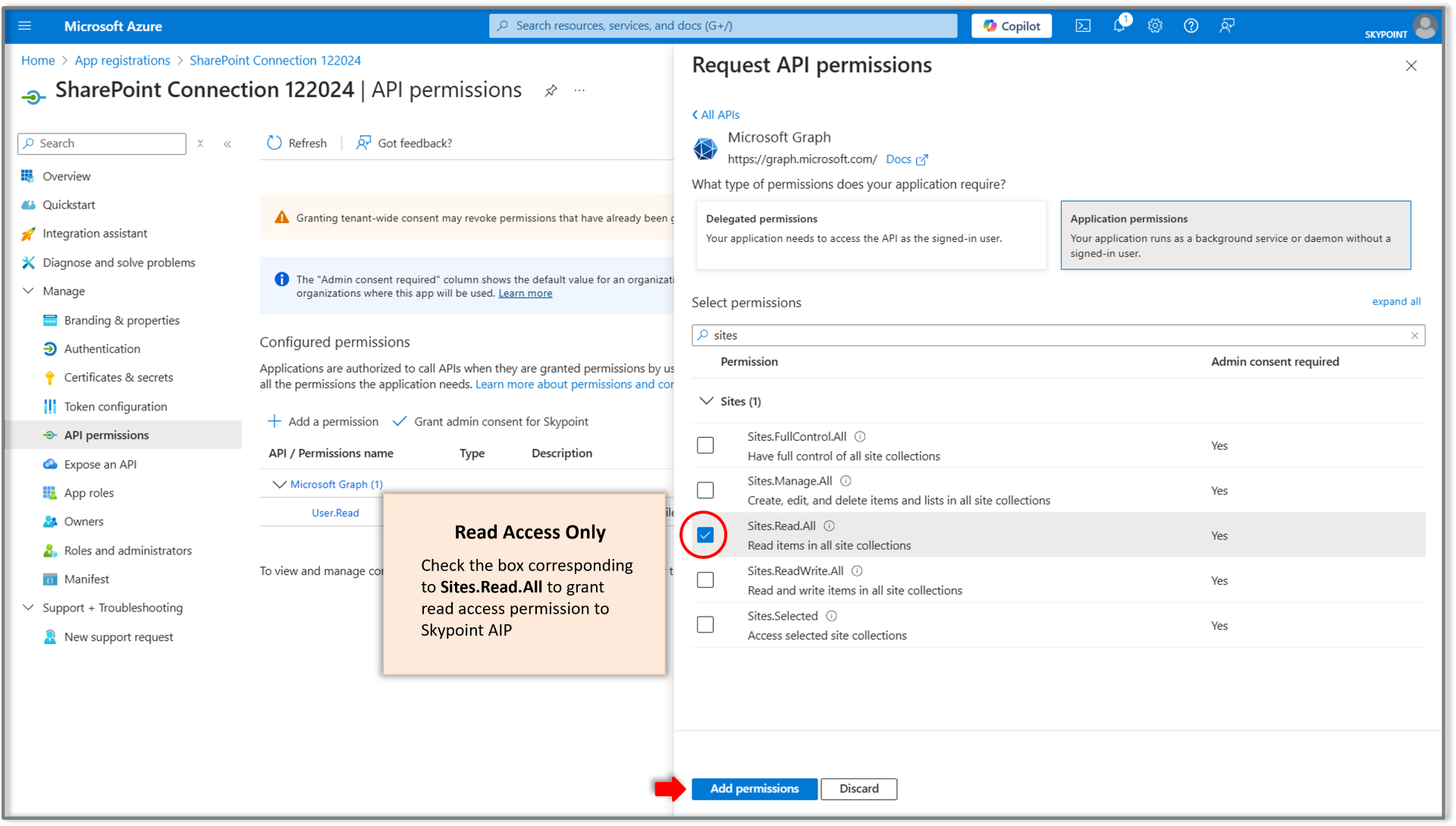 grant read access permission