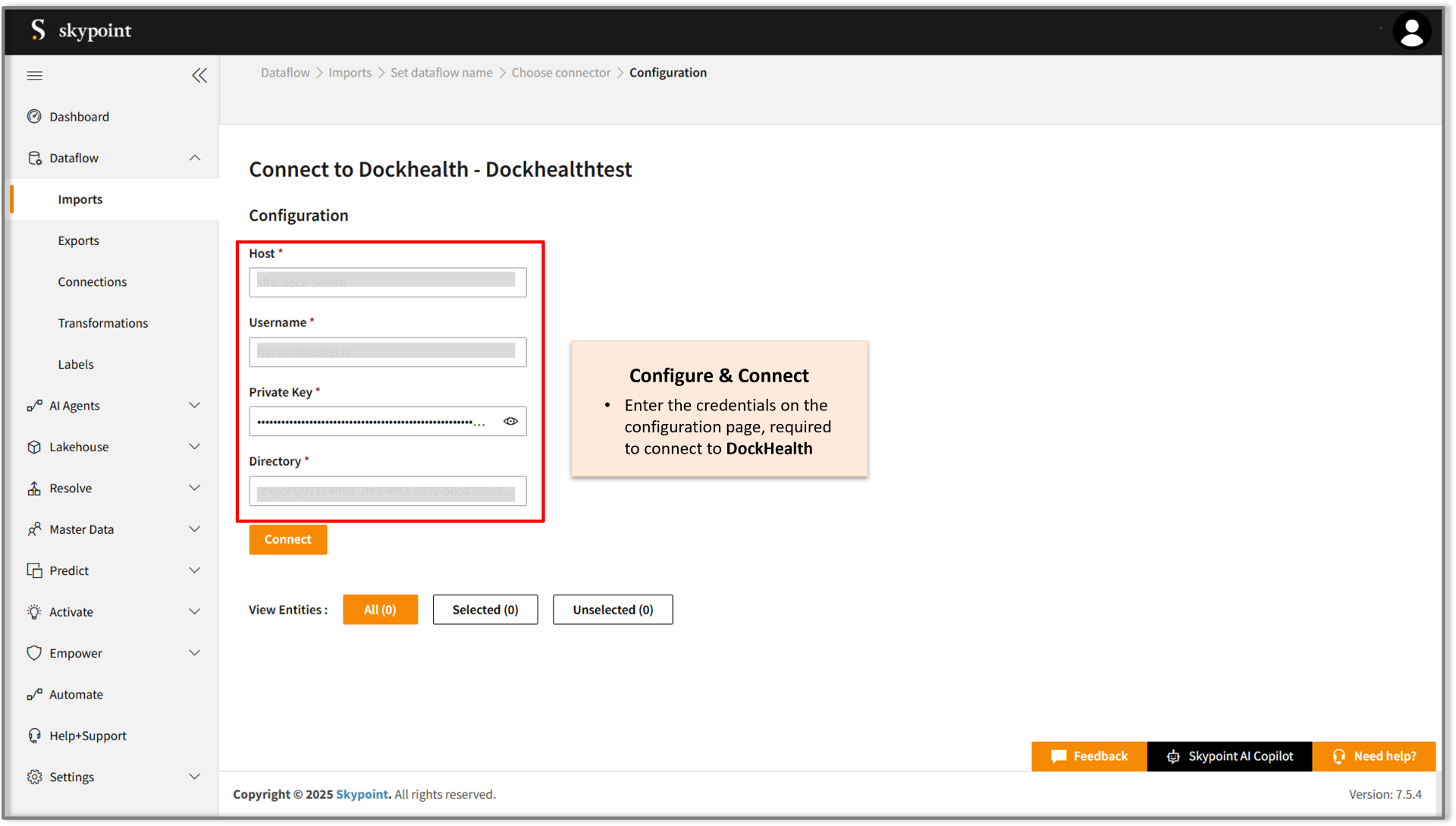 Configure dockhealth connector dataflow